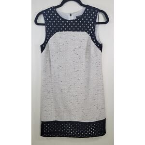 Ann Taylor Dress Womens Size 2 Tweed Eyelet Dressy Sleek Refined Preppy Corpcore
